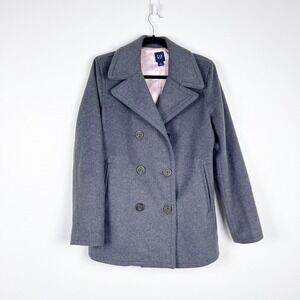 Gap Women's Wool Blend Gray Pea Coat Sz M